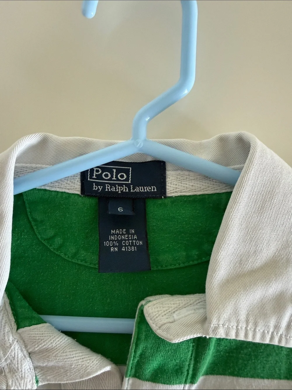 Ralph Lauren Green & White Striped Rugby Polo Shirt